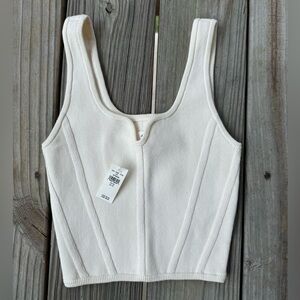 Aerie Cream Ribbed Knit Top